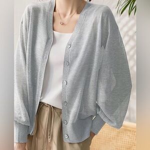 Women's Gray Cardigan Sweater